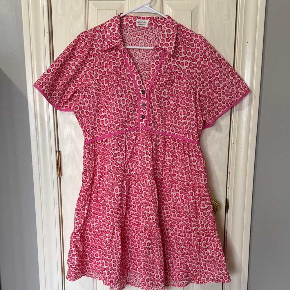 Pink Patterned High-Low Dress